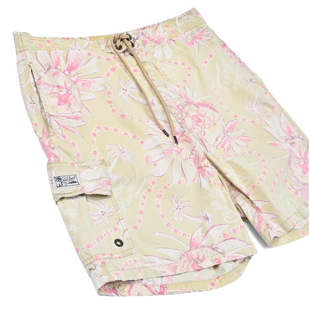 Vtg Polo Ralph Lauren‎ Mens M Swim Trunks Hawaiian Floral Lined Board Shorts